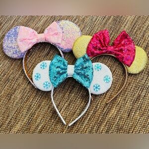 Set of Sequin Mouse Ear Headbands with Bows